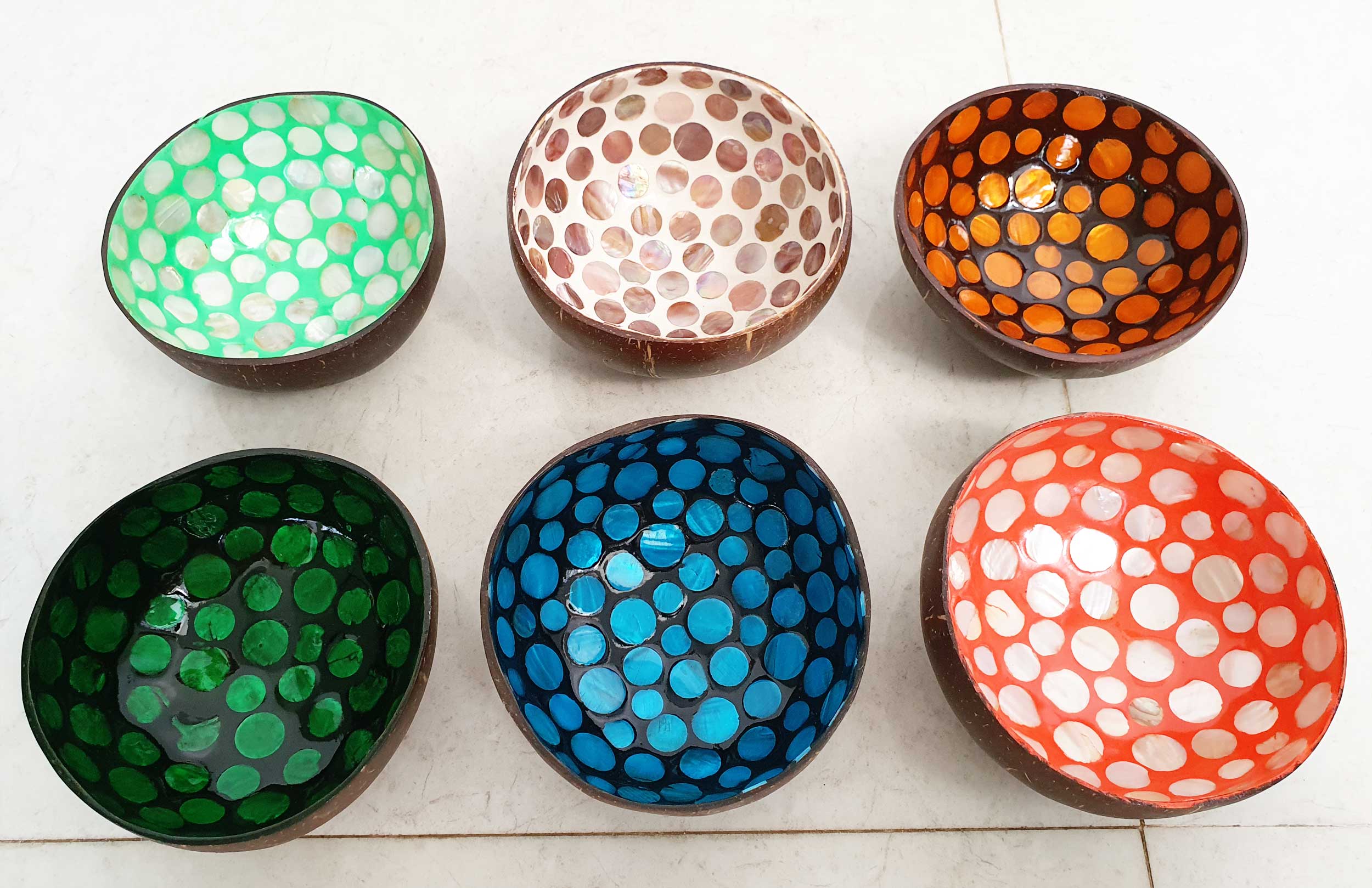 Vietnamese Handmade Coconut Bowl – Hand-Painted Village Art