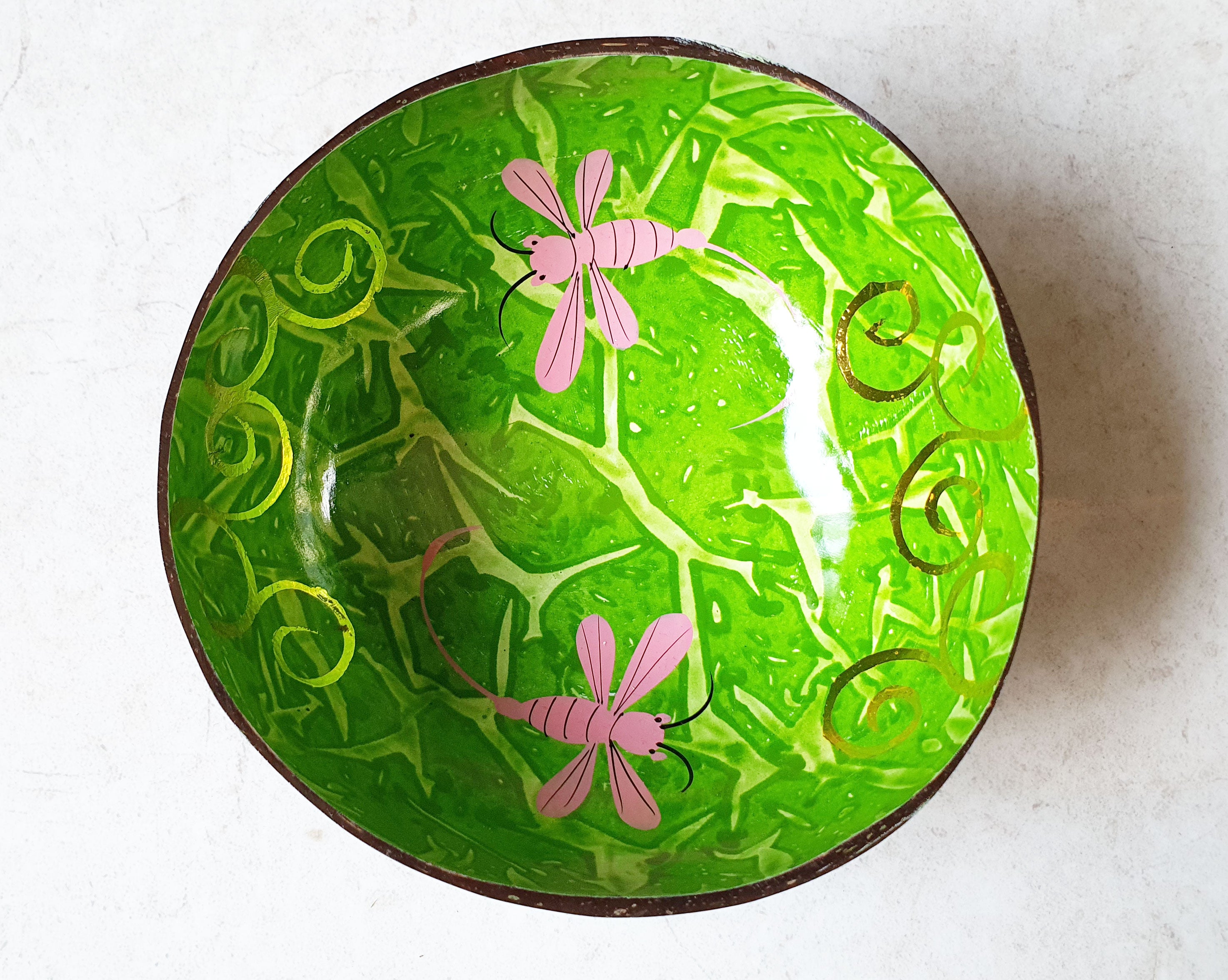 Rustic Beauty of Vietnam – Hand-Painted Coconut Art Bowl